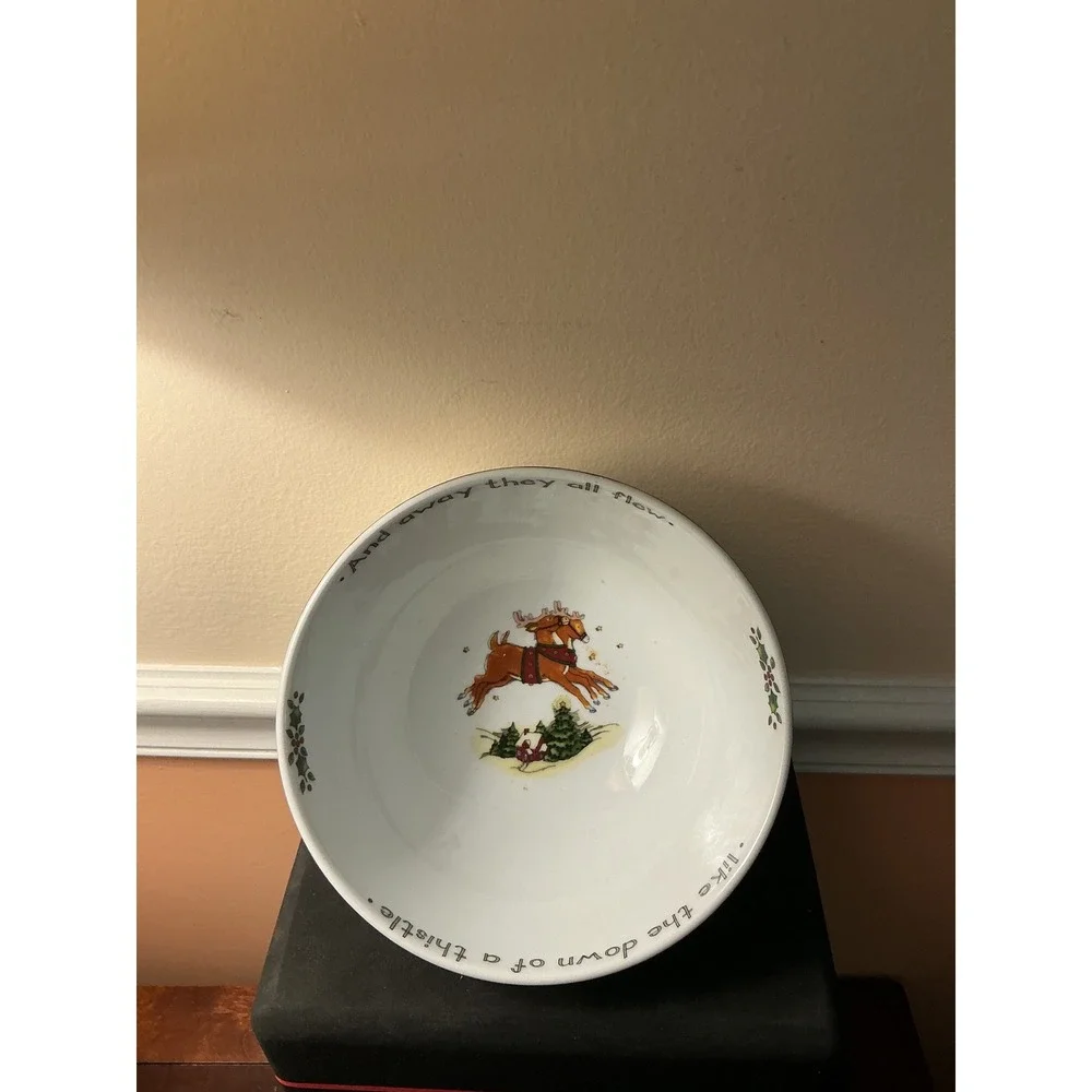 Portmeirion Studio Susan Winget A Christmas Story Reindeer Porcelain Bowl 7
